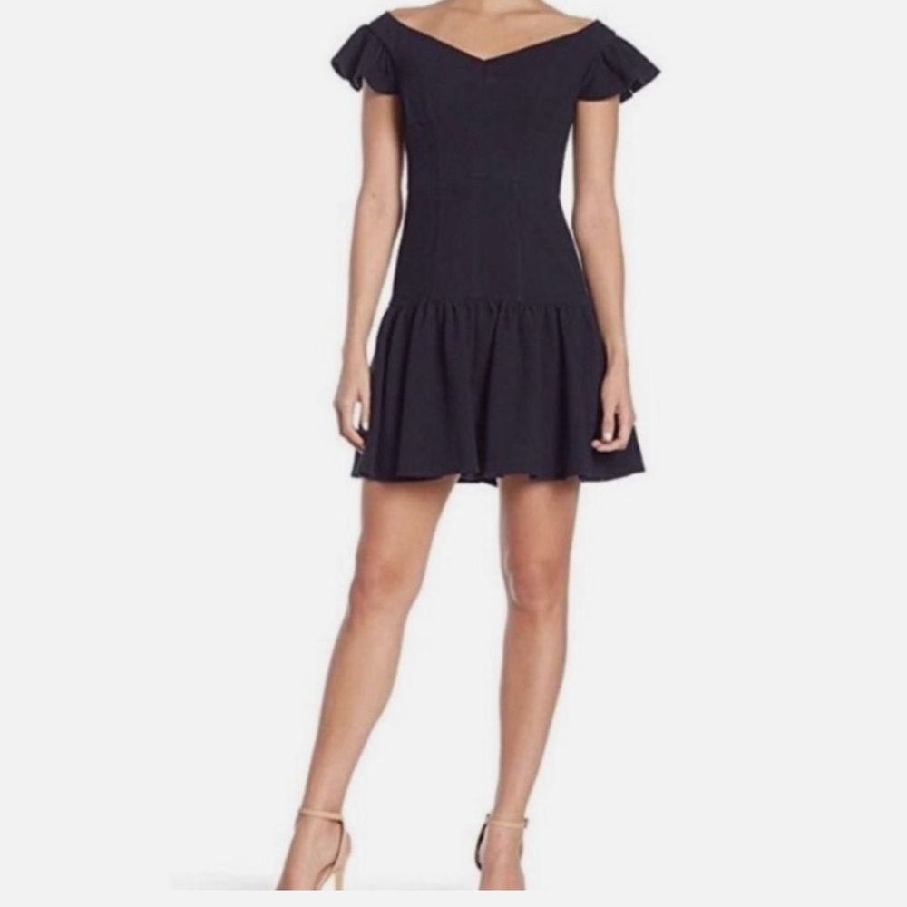 Elegant Navy Off-Shoulder Dress